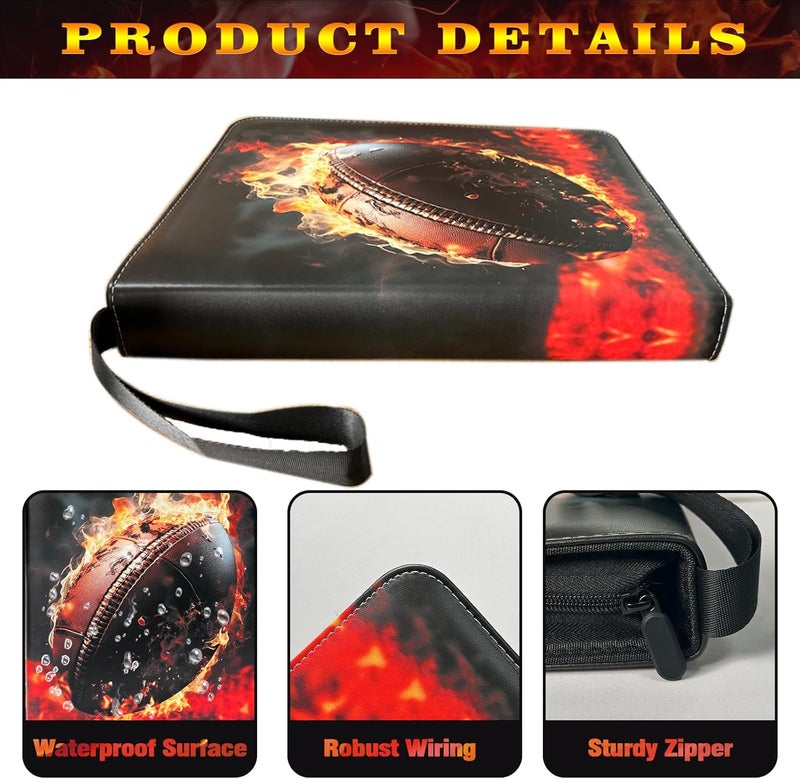 Anvoago Football Card Binder with Sleeves, 900 Pockets Trading Card Holder, Card Storage Organizer Case Compatible with Trading Card and Other Sports Cards - Image 3